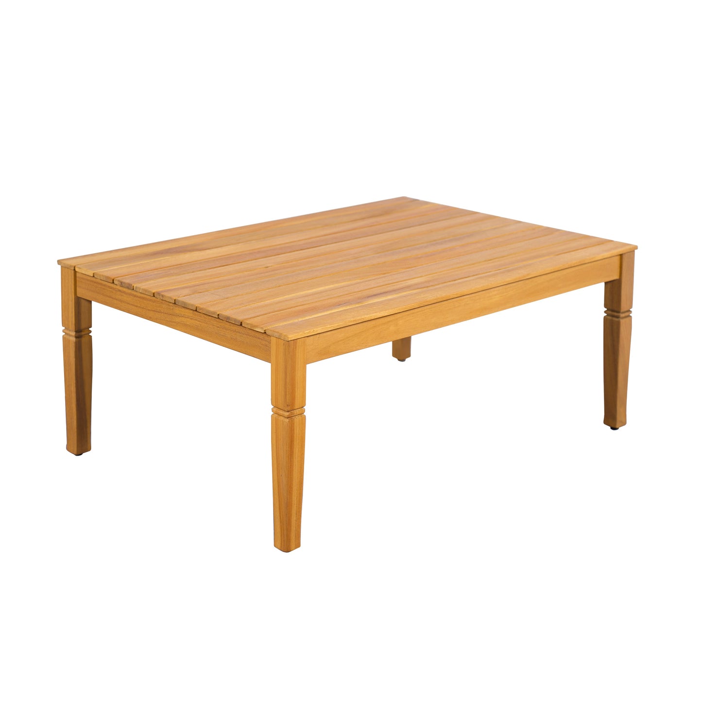 Patio Conversation Set 4-piece Teak Finish with Coffee Table and Cushions