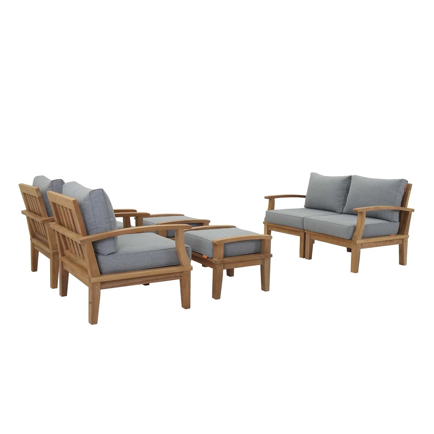 Seabrook Outdoor Patio Teak 5-Piece Lounge Set - Gray