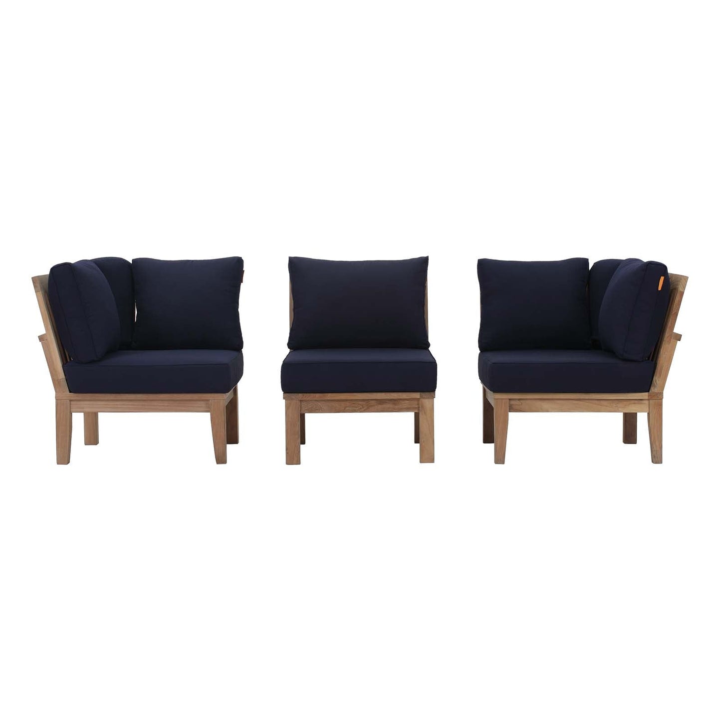 Seabrook Outdoor Patio Teak 3-Piece Modular Corner Lounge Set