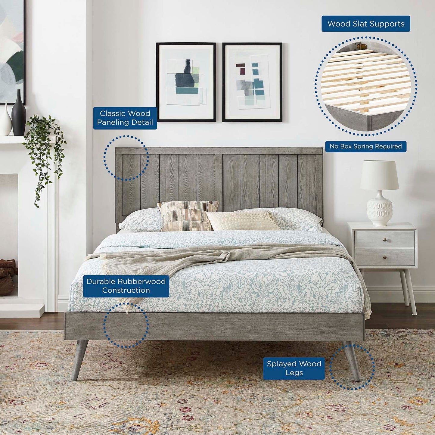 Alana Wood Twin Platform Bed With Splayed Legs by Modway