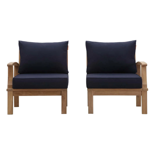 Seabrook Outdoor Patio Teak 2-Piece Loveseat Set - Navy