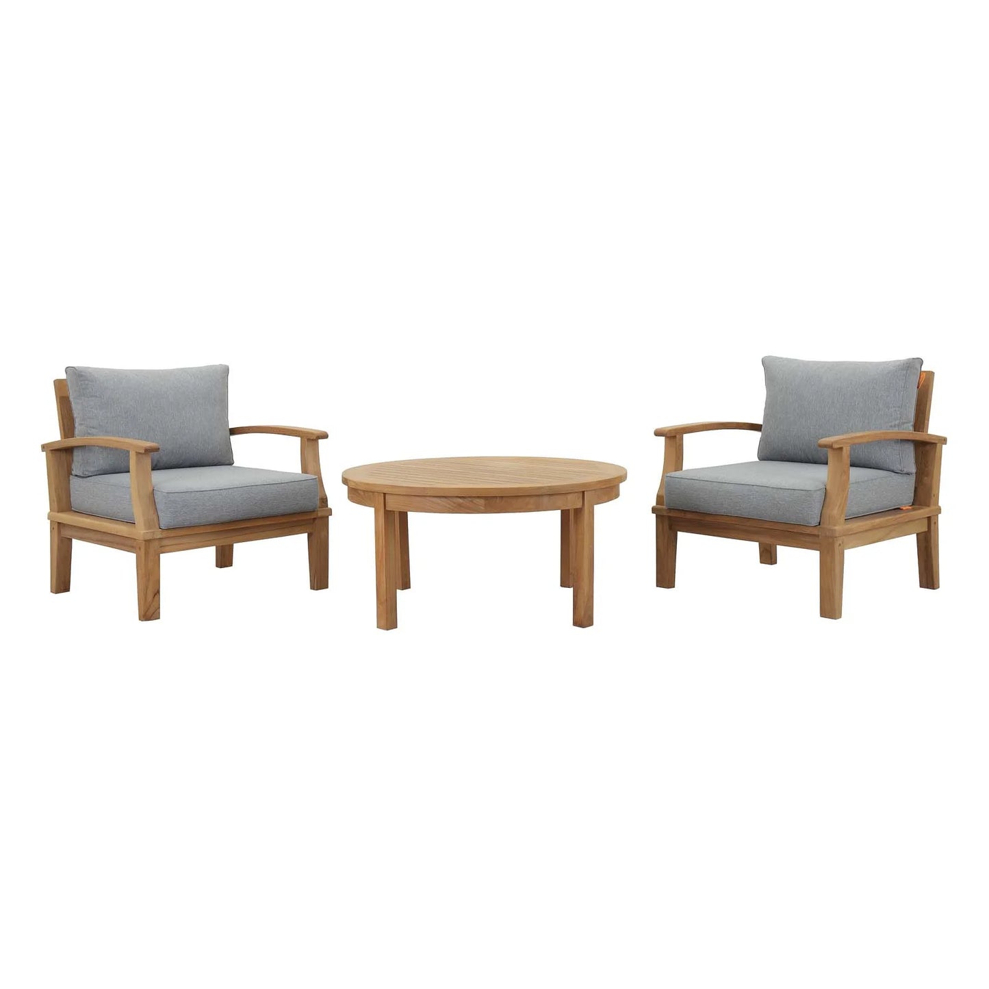 Seabrook Outdoor Patio Teak 3-Piece Conversation Set - Gray