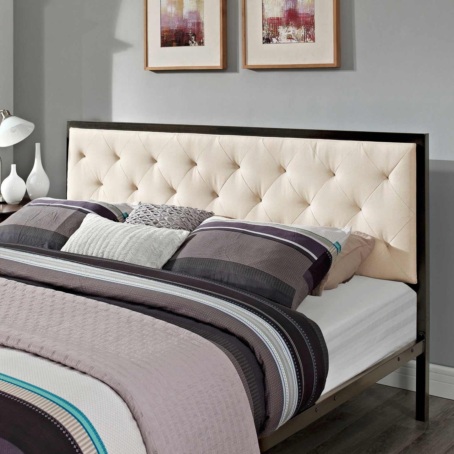 Mia Fabric King Bed by Modway