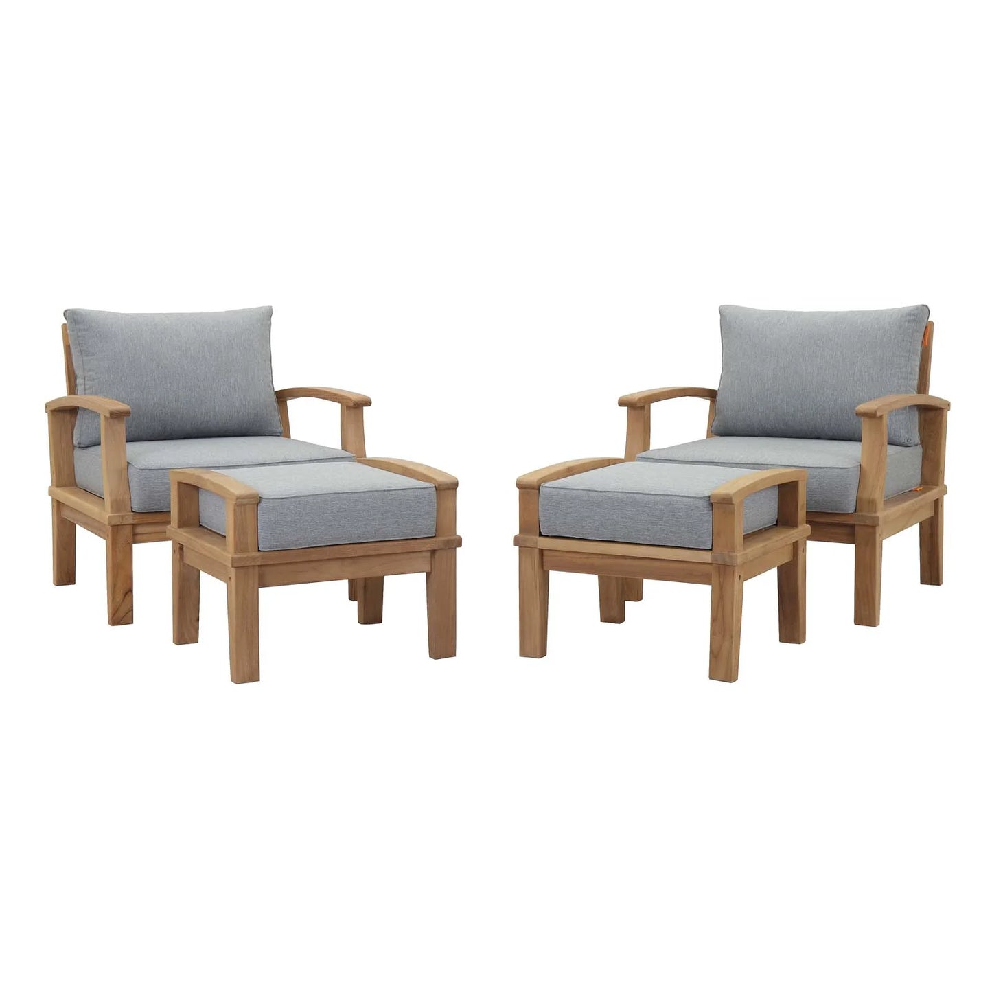 Seabrook Outdoor Patio Teak 4-Piece Conversation Set - Gray