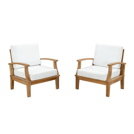 Seabrook Outdoor Patio Teak 2-Piece Armchair Set