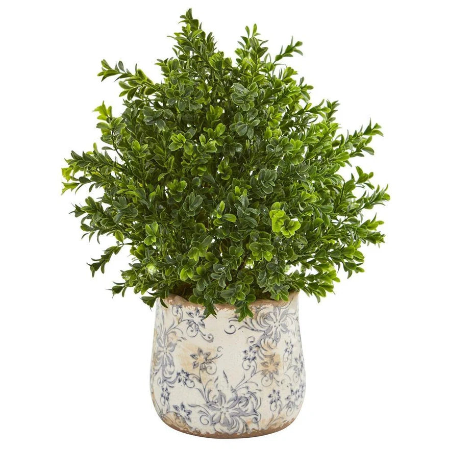 The Hawthorne Floral Cachepot Boxwood Topiary