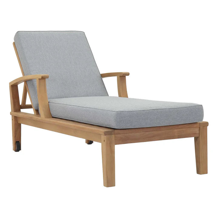 Seabrook Outdoor Patio Teak Chaise Lounge - Gray