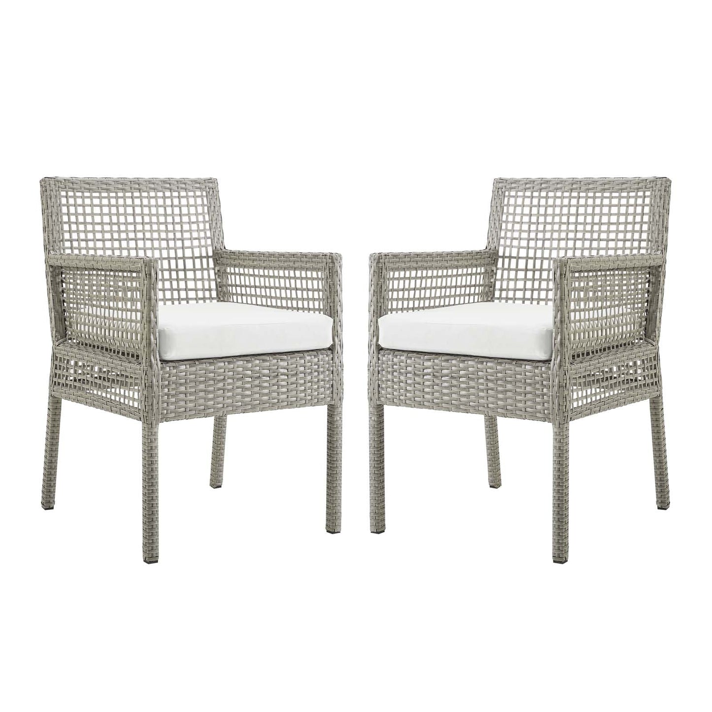 Aura Outdoor Patio Wicker Rattan Dining Armchair Set of 2 by Modway