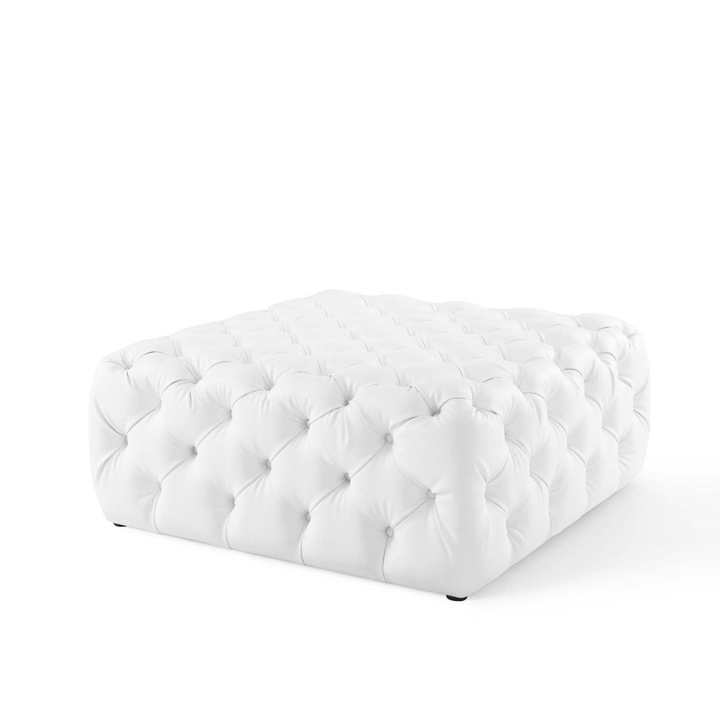 Amour Tufted Button Large Square Faux Leather Ottoman by Modway