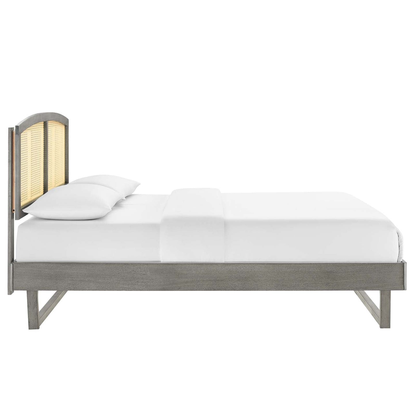 Sierra Cane and Wood Queen Platform Bed With Angular Legs by Modway