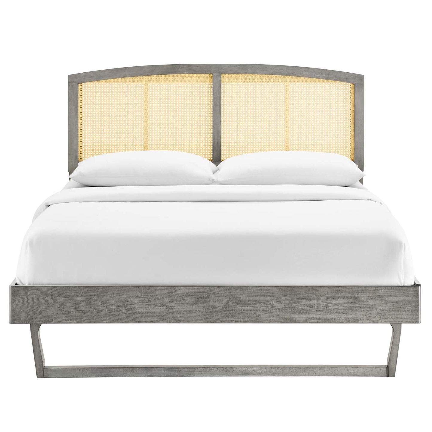 Sierra Cane and Wood Queen Platform Bed With Angular Legs by Modway