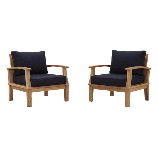 Seabrook Outdoor Patio Teak 2-Piece Conversation Set - Navy