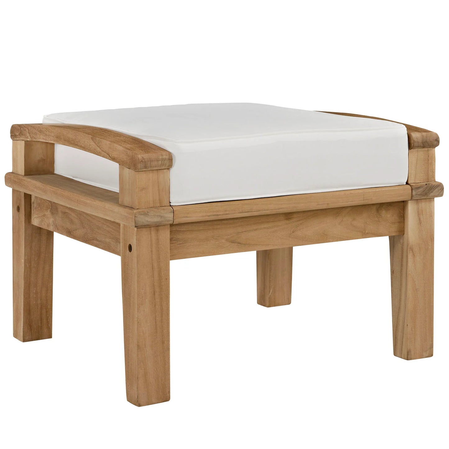 Seabrook Outdoor Patio Teak Ottoman - White