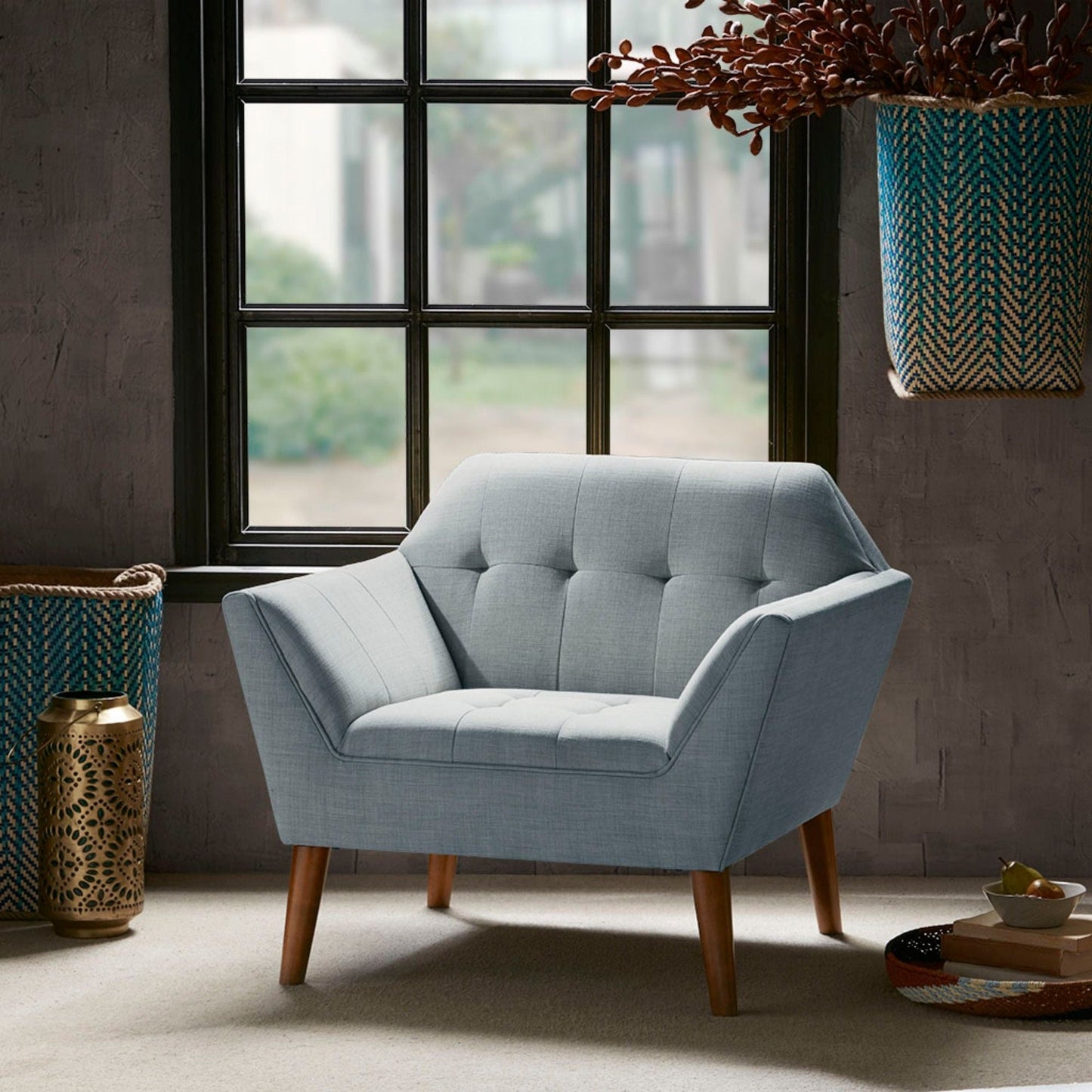 ***Modern Lounge Chair With Button Tufting