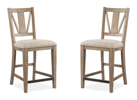 Paxton Place - Counter Chair With Upholstered Seat (Set of 2) - Dovetail Gray