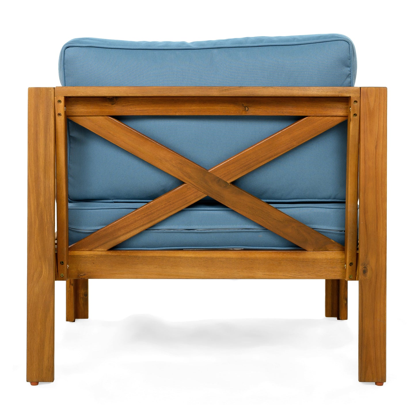 Patio Conversation Set Acacia Wood Armchairs Teak Finish Side Table Set of 2