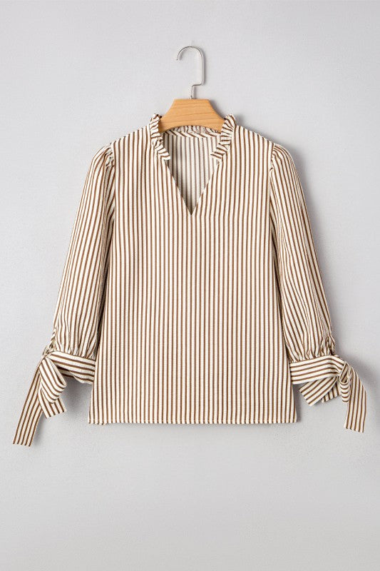 Blair Tied Cuffs Seersucker Blouse