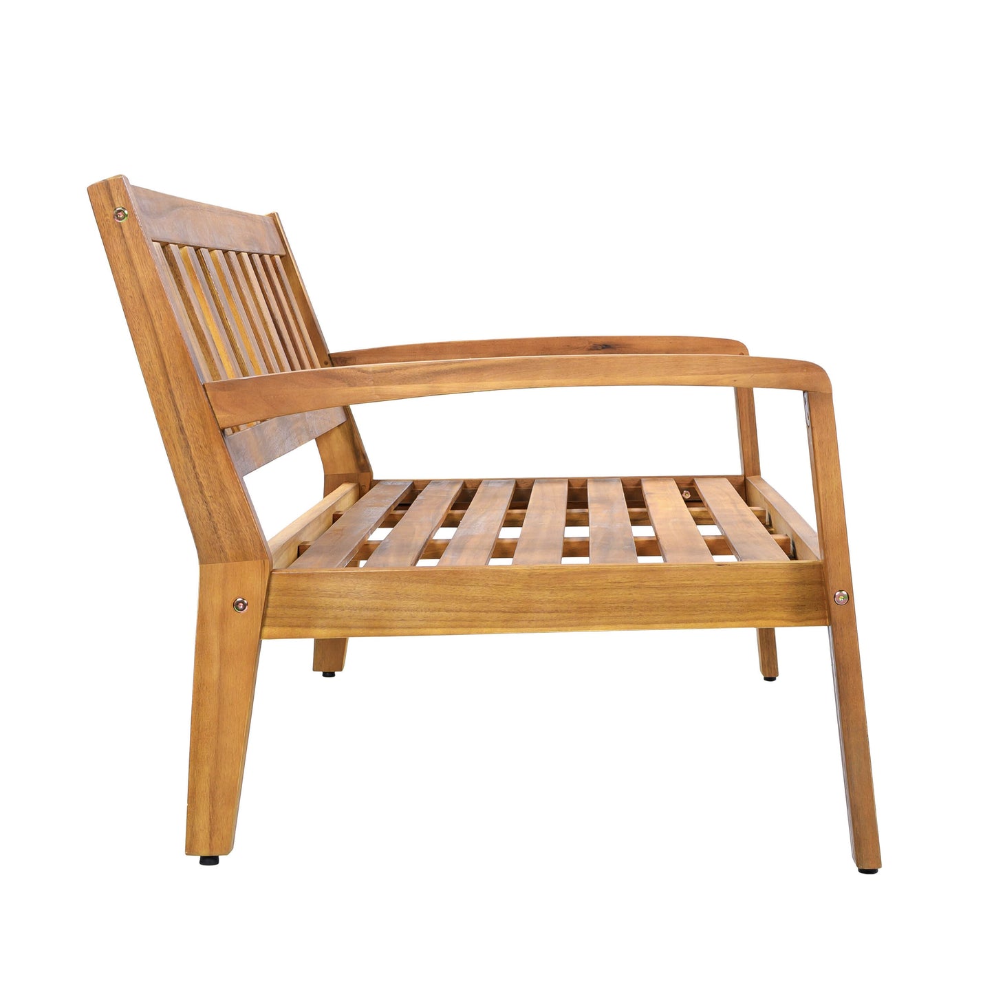 Outdoor Patio Set Modern Teak Acacia Wood with Beige Cushions