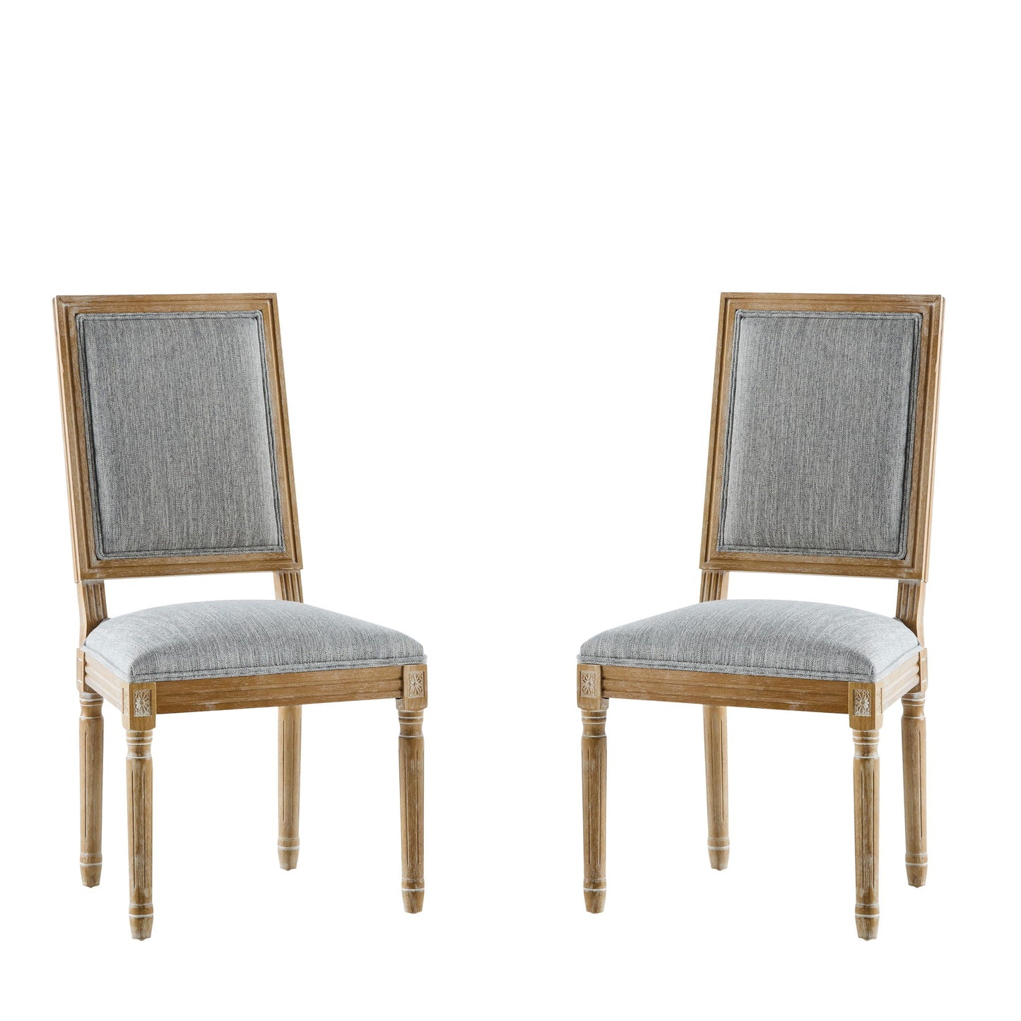 French Country Style Dining Chair with Upholstered Seating and Fluted Legs