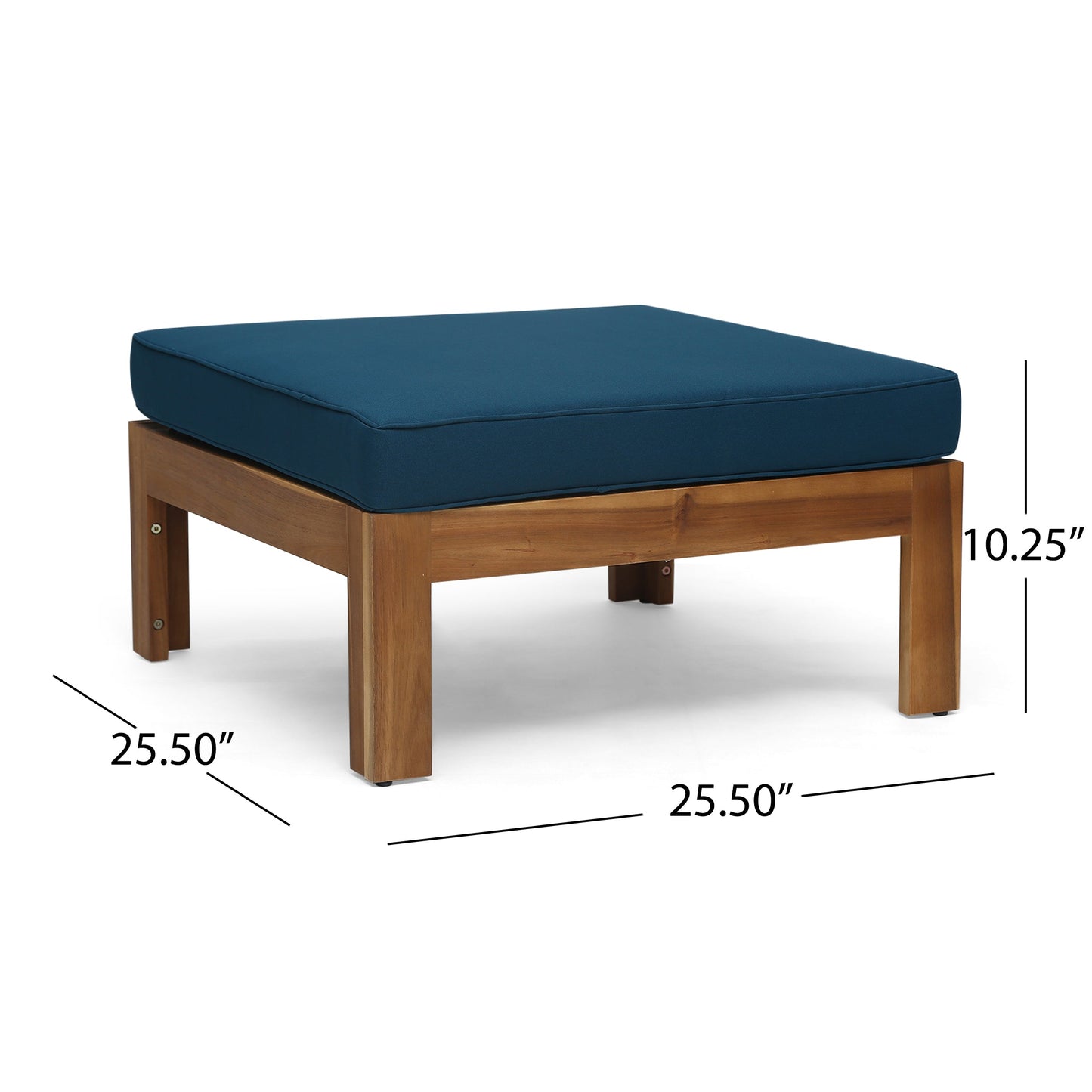 Outdoor L-Shaped Sofa Set with Coffee Table Dark Blue Cushions Teak 5-piece