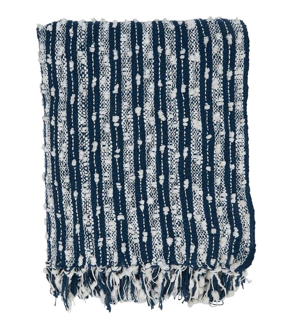The Harbor Stripe Cotton Throw — Navy