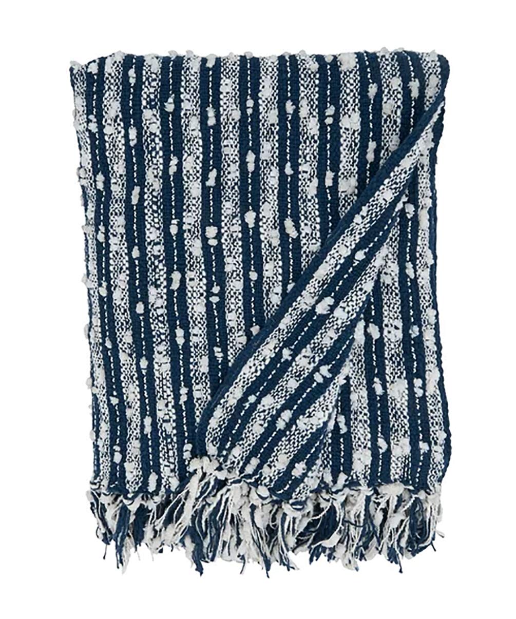 The Harbor Stripe Cotton Throw — Navy