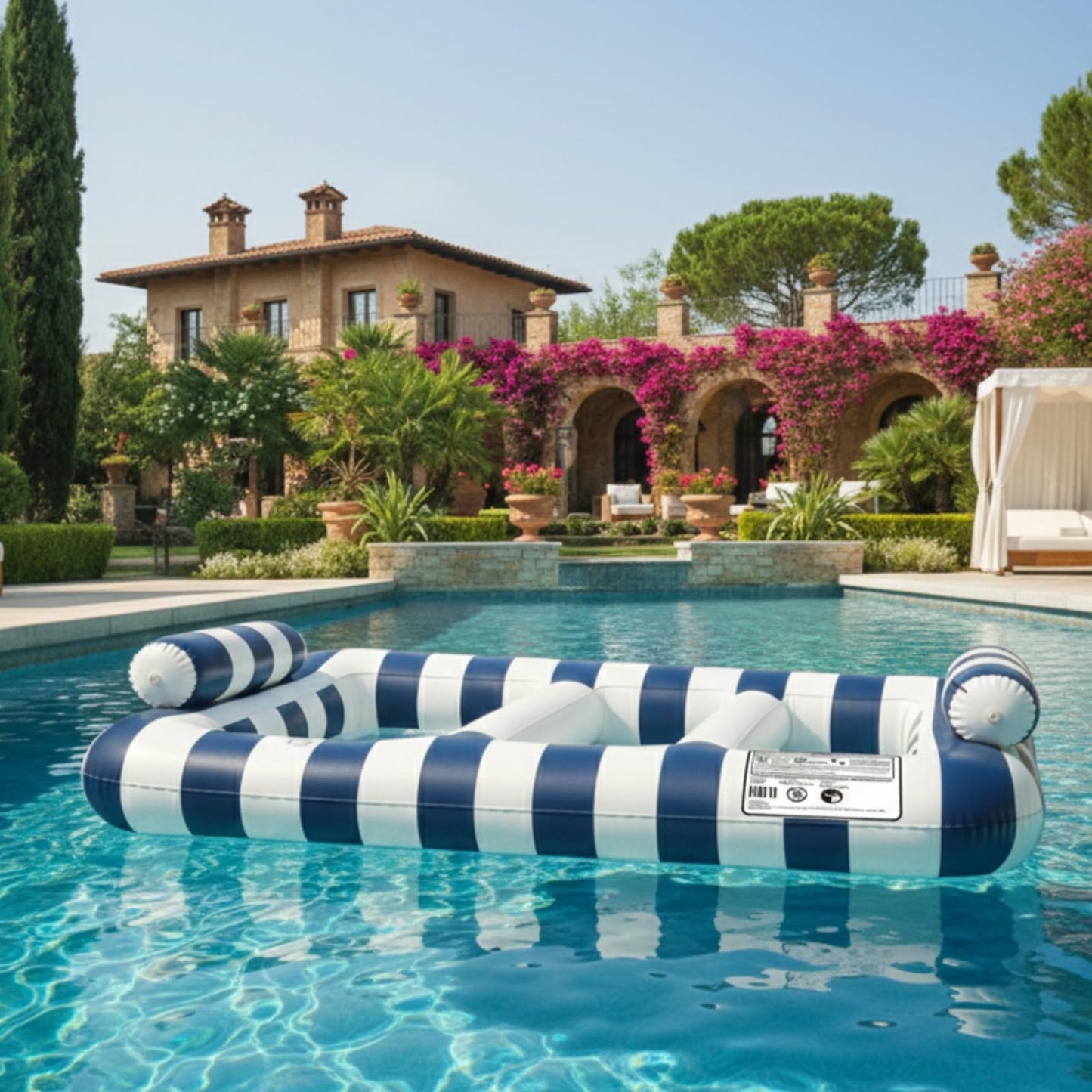 Navy Blue Twin Hammock Pool Float, Single Piece, 86.61 x 53.15 x 16.54"