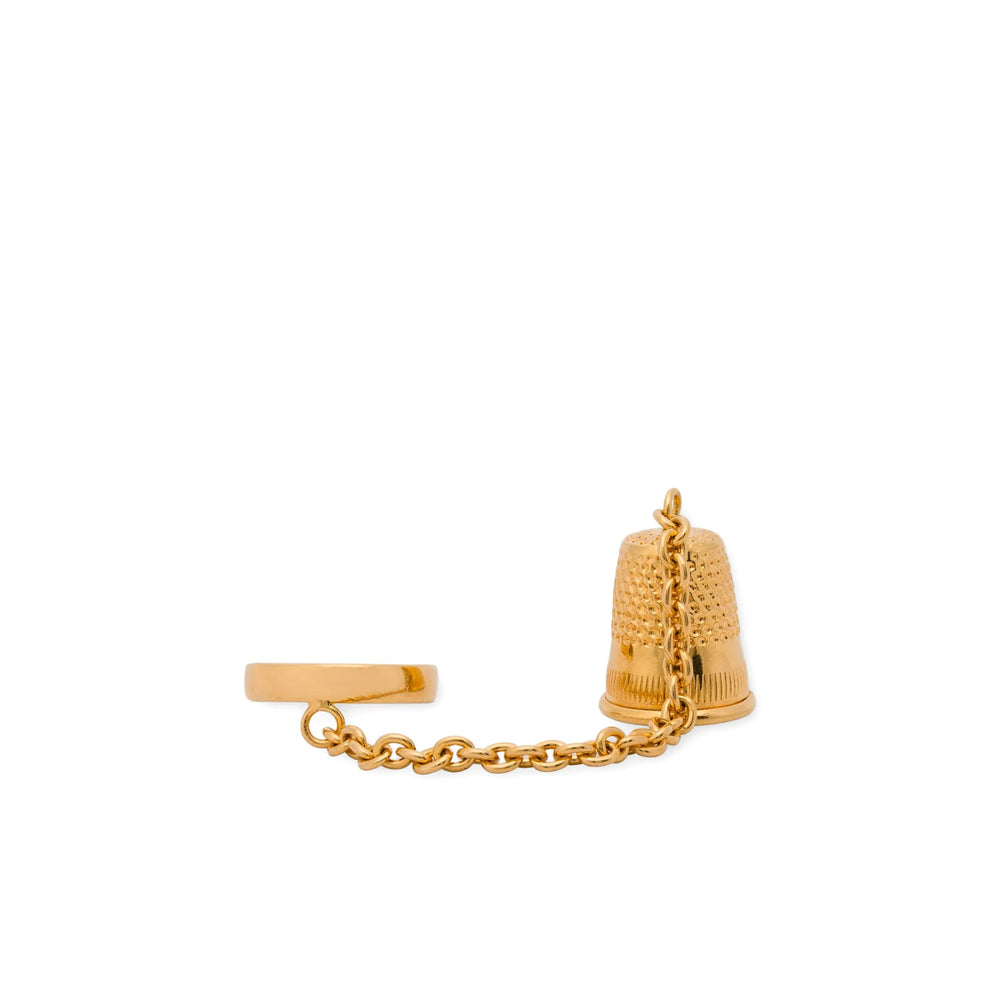 Moschino Chainmail Logo Ring – Gold Tone