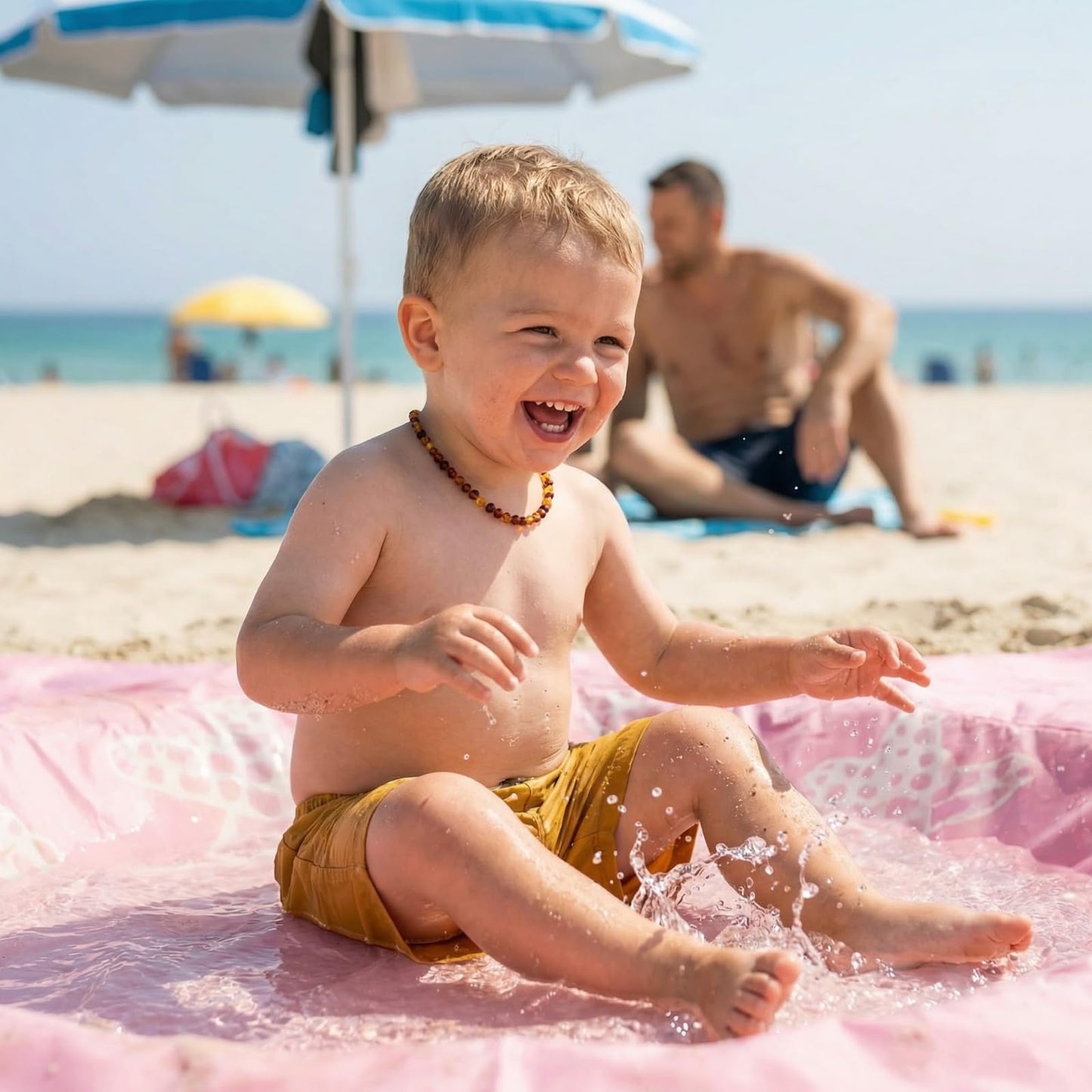 Khen Baby Beach Splash Mat Pink, 1 Piece, 78.74 x in Waterproof Polyester Portable