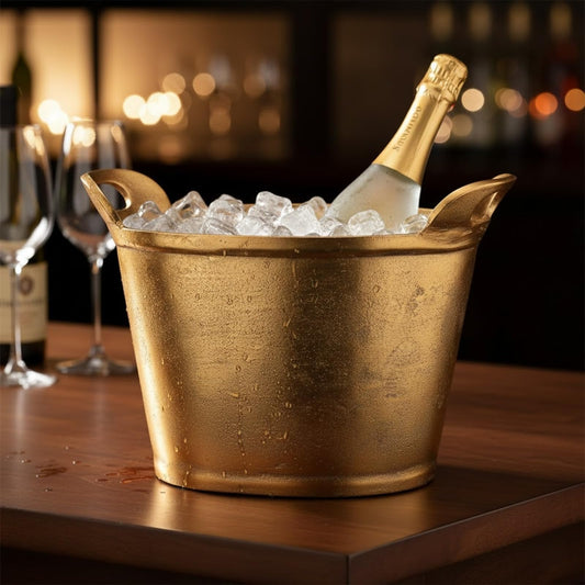 The Ashbourne Solid Brass Double-Walled Champagne Cooler & Ice Bucket