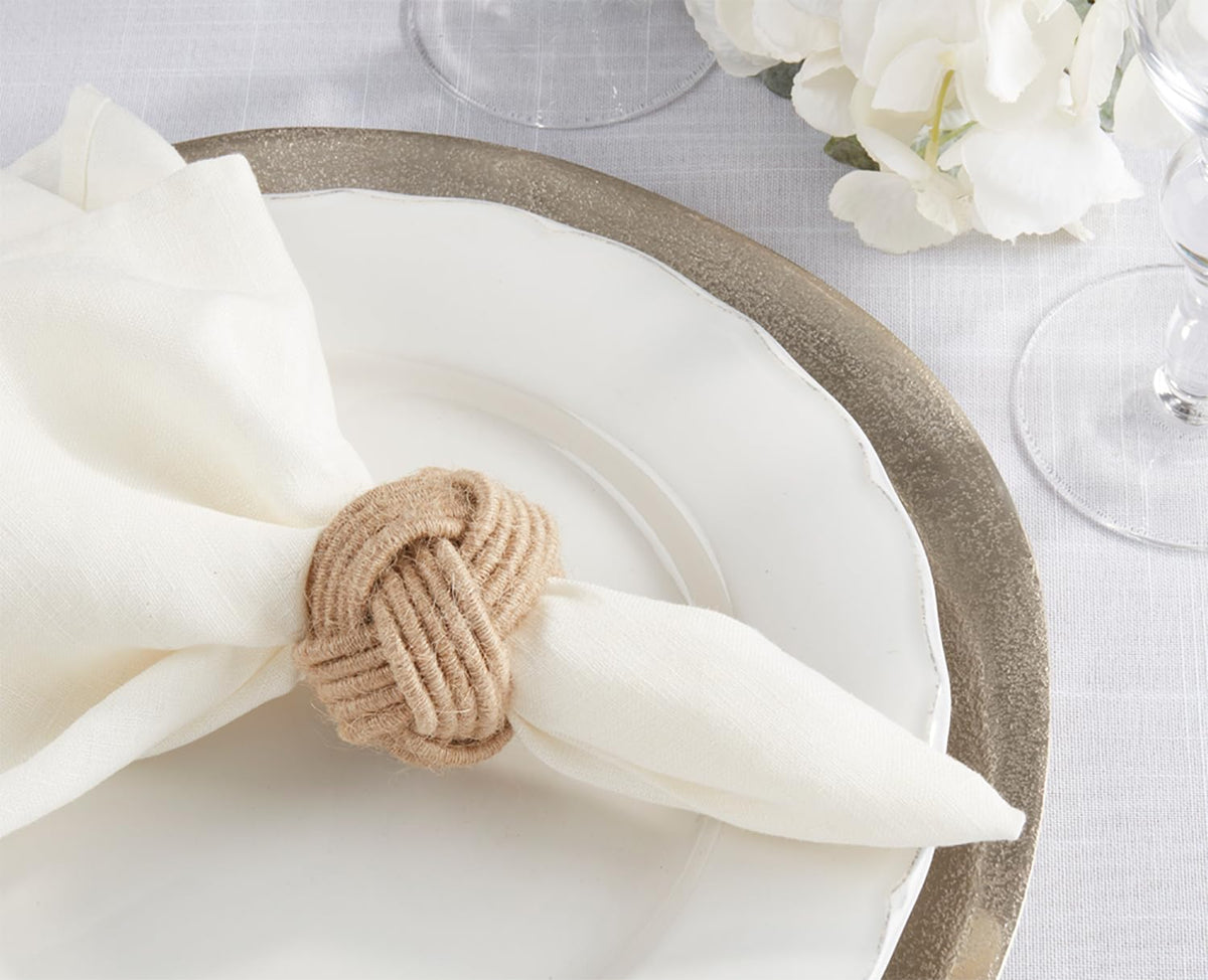 The Harbor Braided Jute Napkin Rings — Set of 4