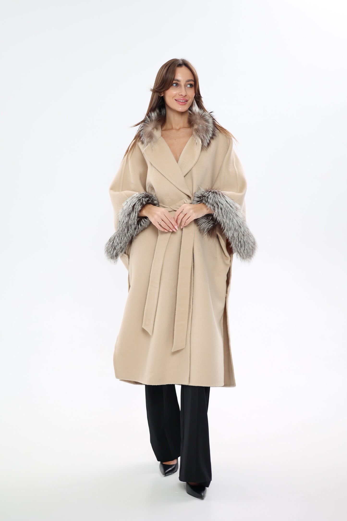 Saga®Furs Silver Fox Wool Alpaca Coat