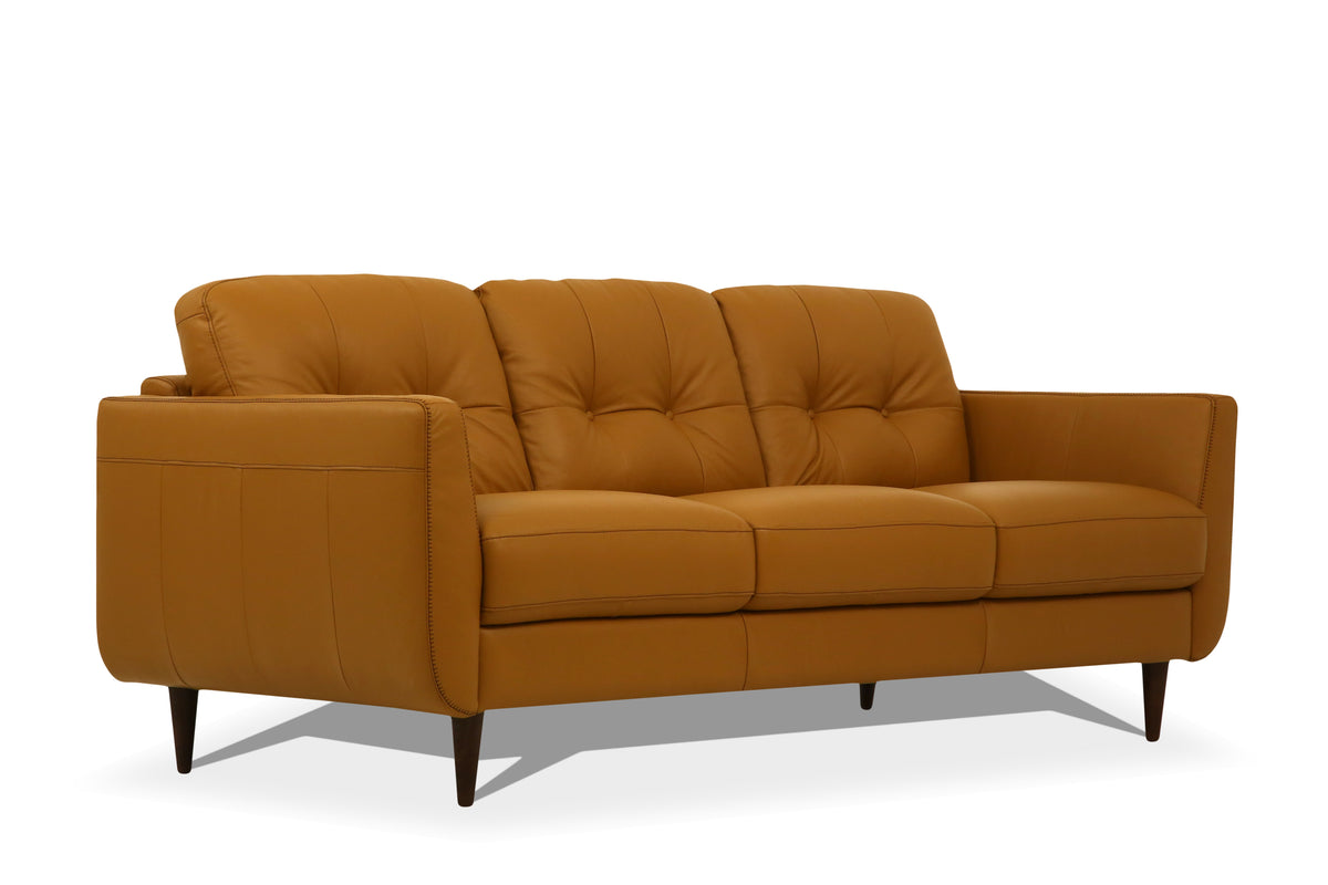 The Radwan Italian Leather Sofa — Camel