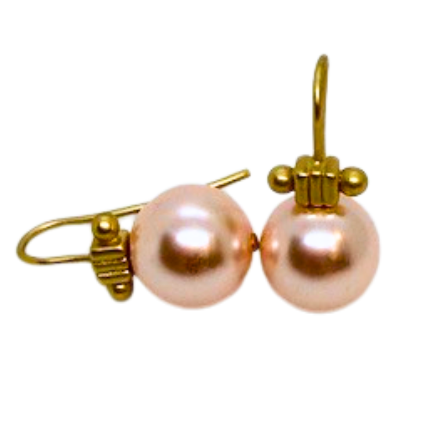 Pearl And Matte Gold Column Top Earrings (Multiple Colors)