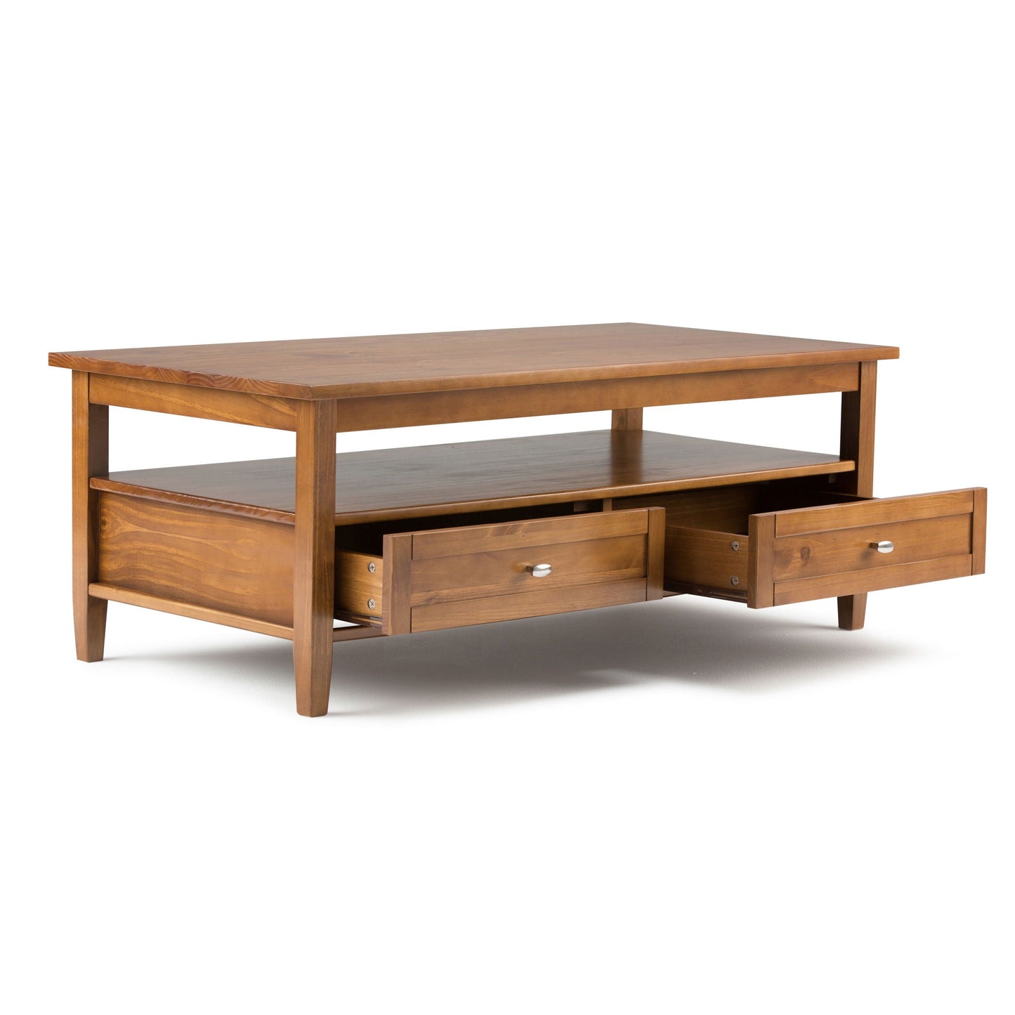 Ashcombe Shaker Coffee Table with Dual Drawers & Open Storage Shelf