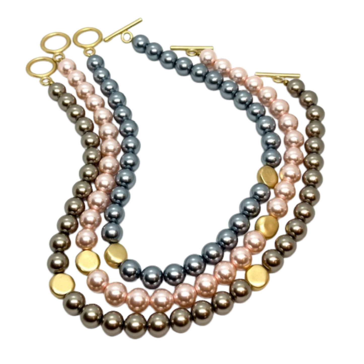 Grey Pearl With Matte Silver Bead Accent Necklace