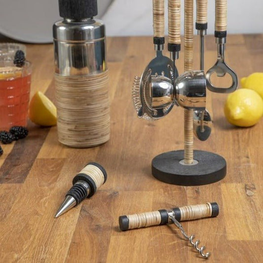 The Bailey Rattan Artisan Stainless Steel Cocktail Shaker