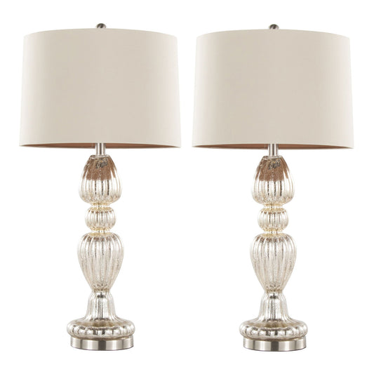 Spade - Contemporary Table Lamp (Set of 2) - Mercury / Nickel / Natural
