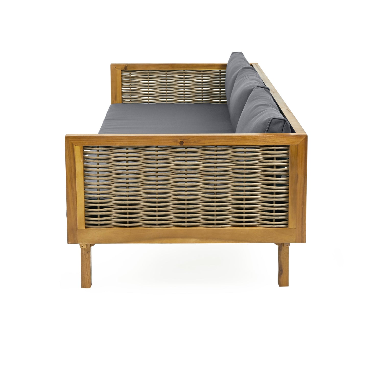 Patio Set Outdoor All Weather Wicker Conversation Cushions Dark Grey Durable