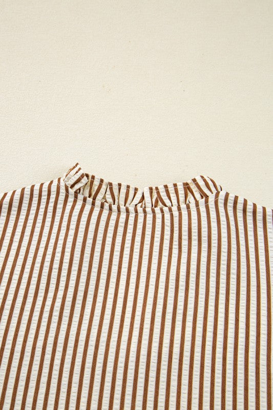 Blair Tied Cuffs Seersucker Blouse