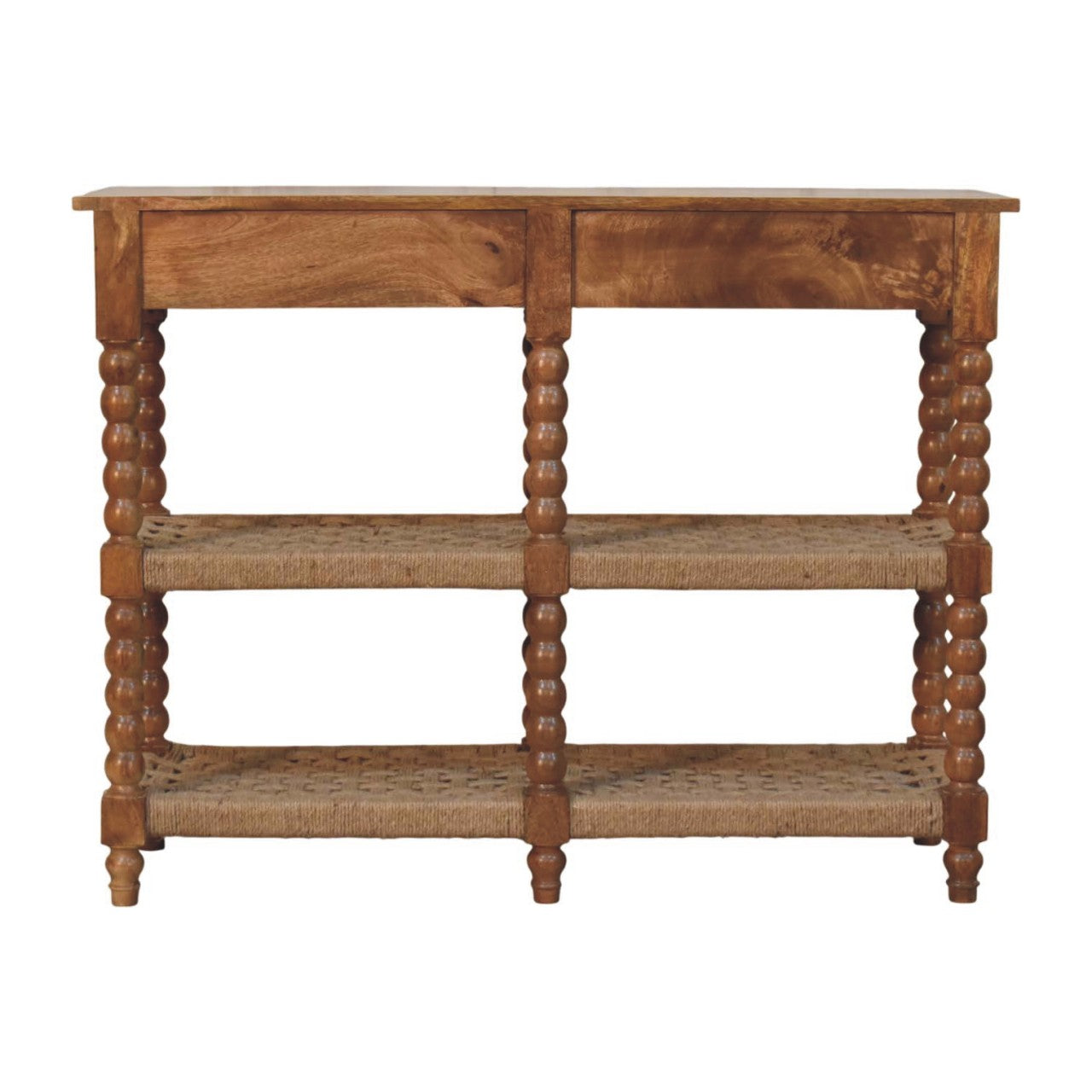 Sporting Estate Spindle & Woven Console Table — Chestnut