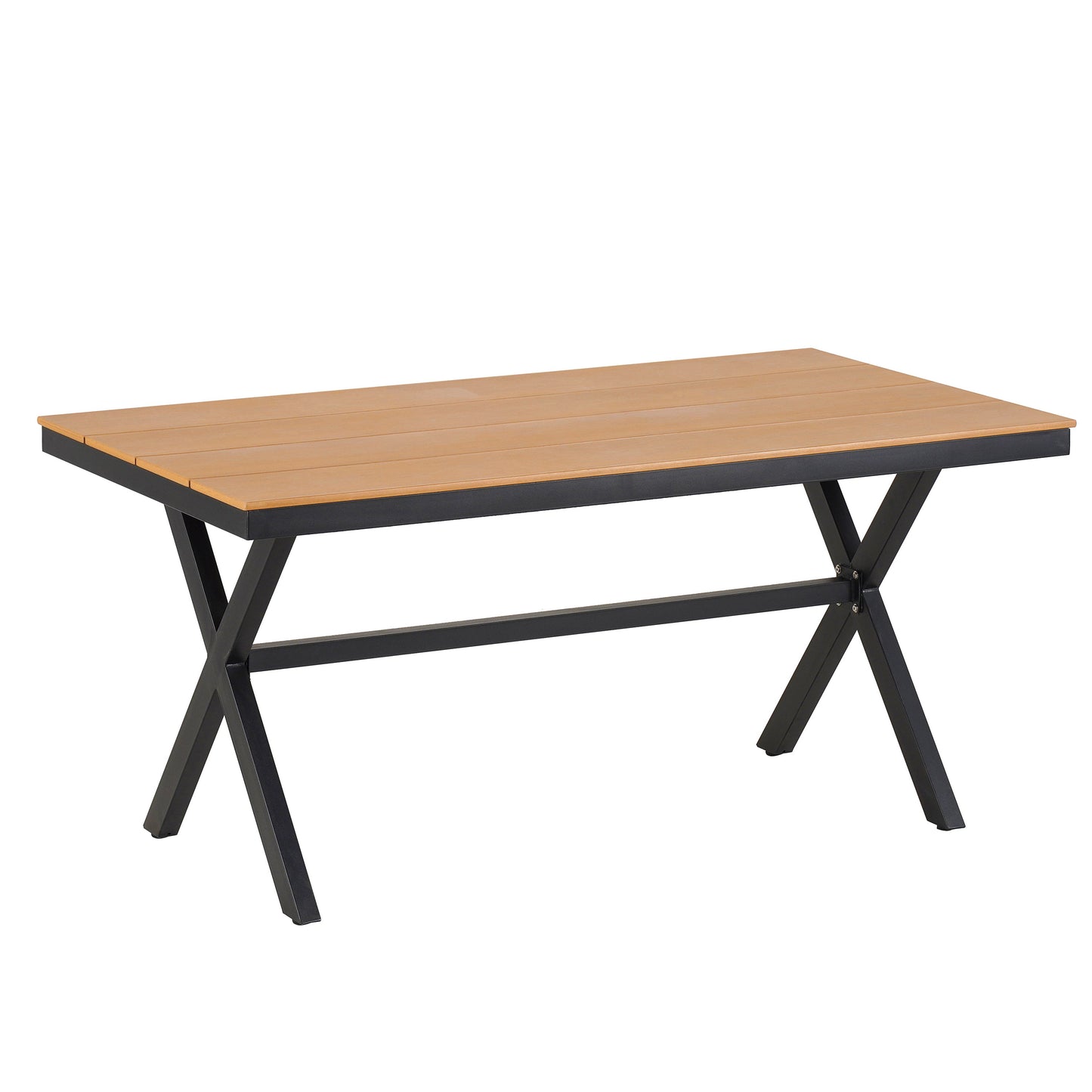 Outdoor Set Contemporary Pe Rattan Chairs and Plastic Wood Table