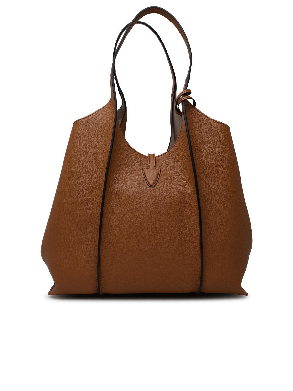 Tod’s Timeless Medium Calfskin Tote in Dark Tan
