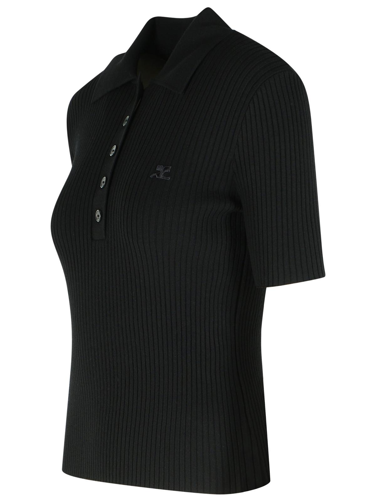 Courreges Black Viscose Blend Polo Shirt Women