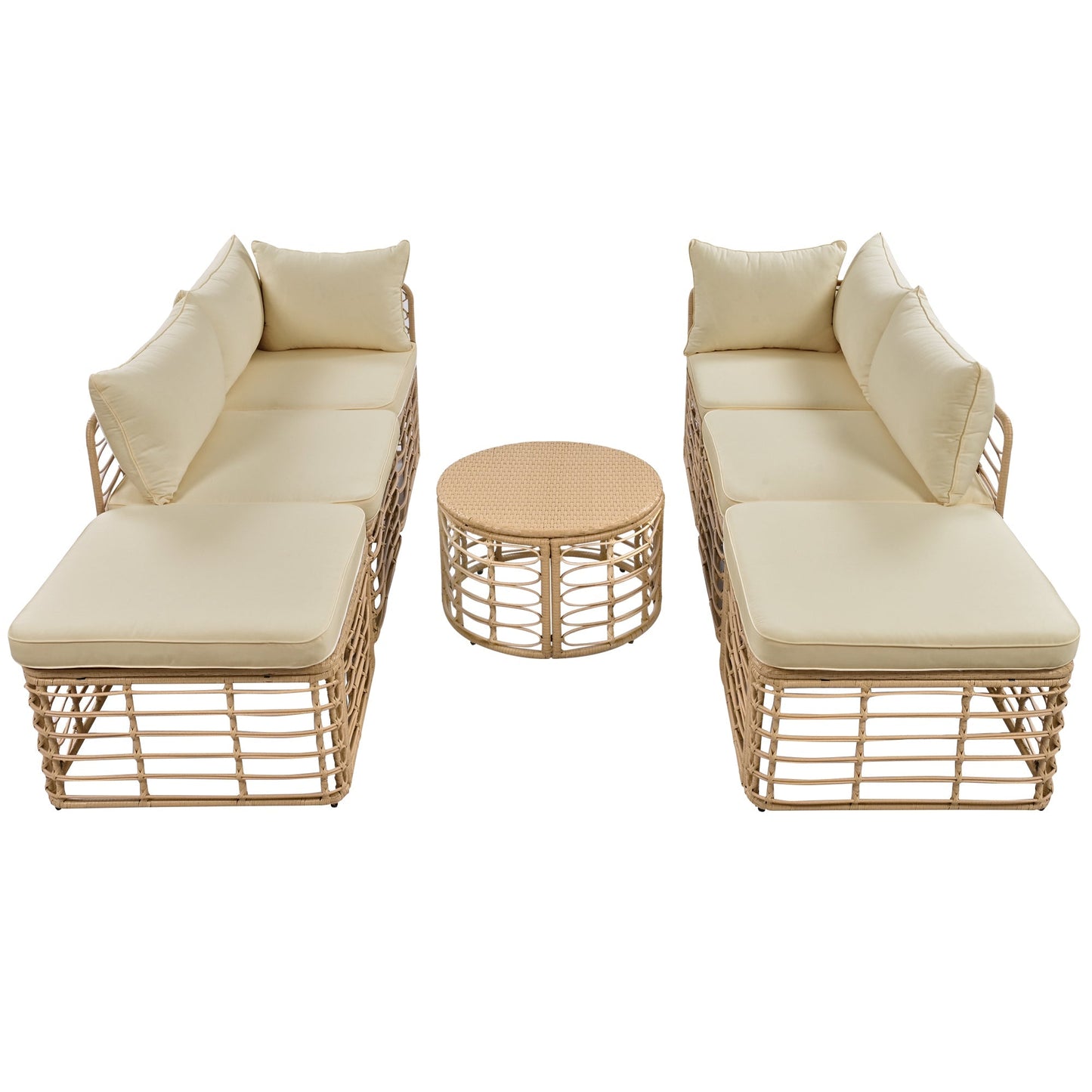 The Ashbourne Modular All-Weather Wicker Outdoor Sectional Sofa Set with Round Coffee Table