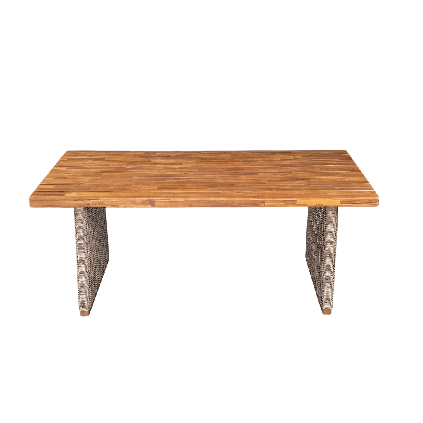 Outdoor Set 3-piece Acacia Wood Dining with Handwoven Rattan Legs Brown