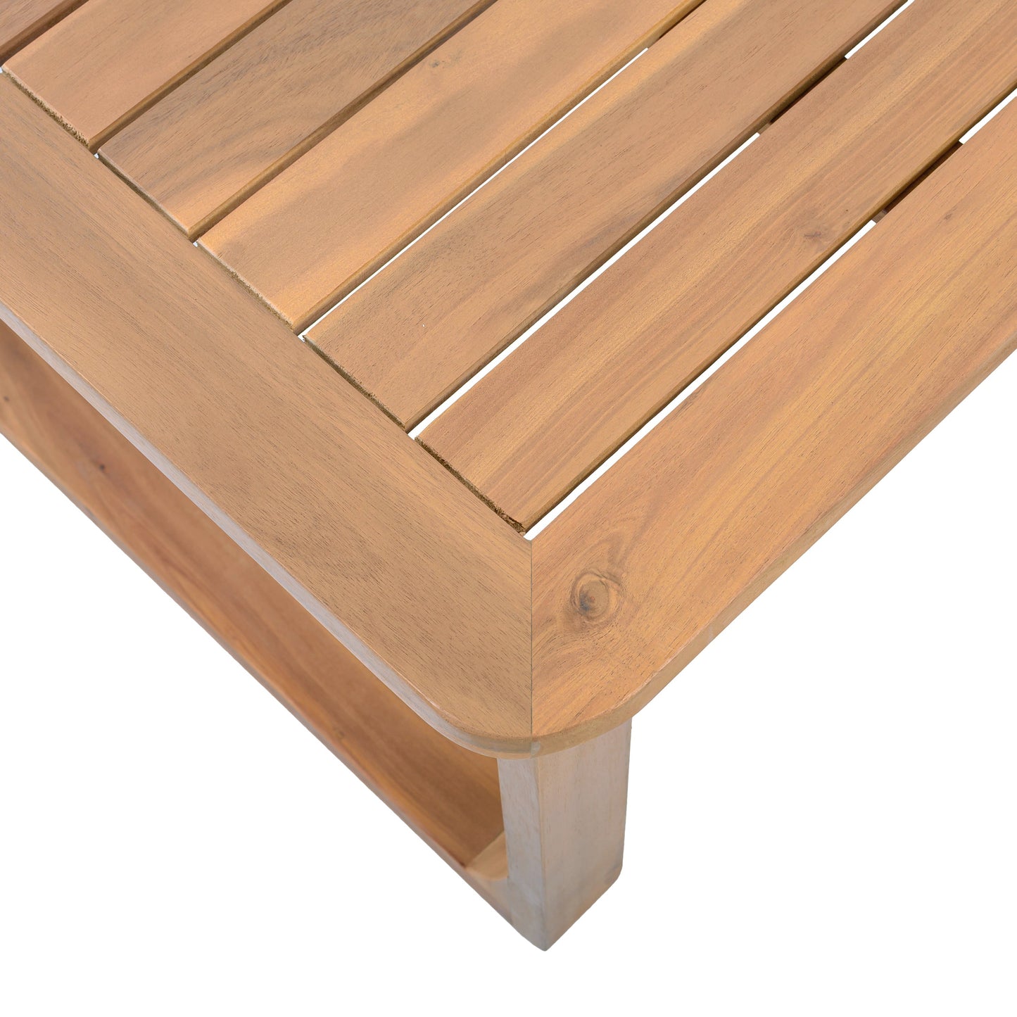 Outdoor Patio Set Modern Minimalist 3 Seater Daybed and Teak Finish Coffee Table
