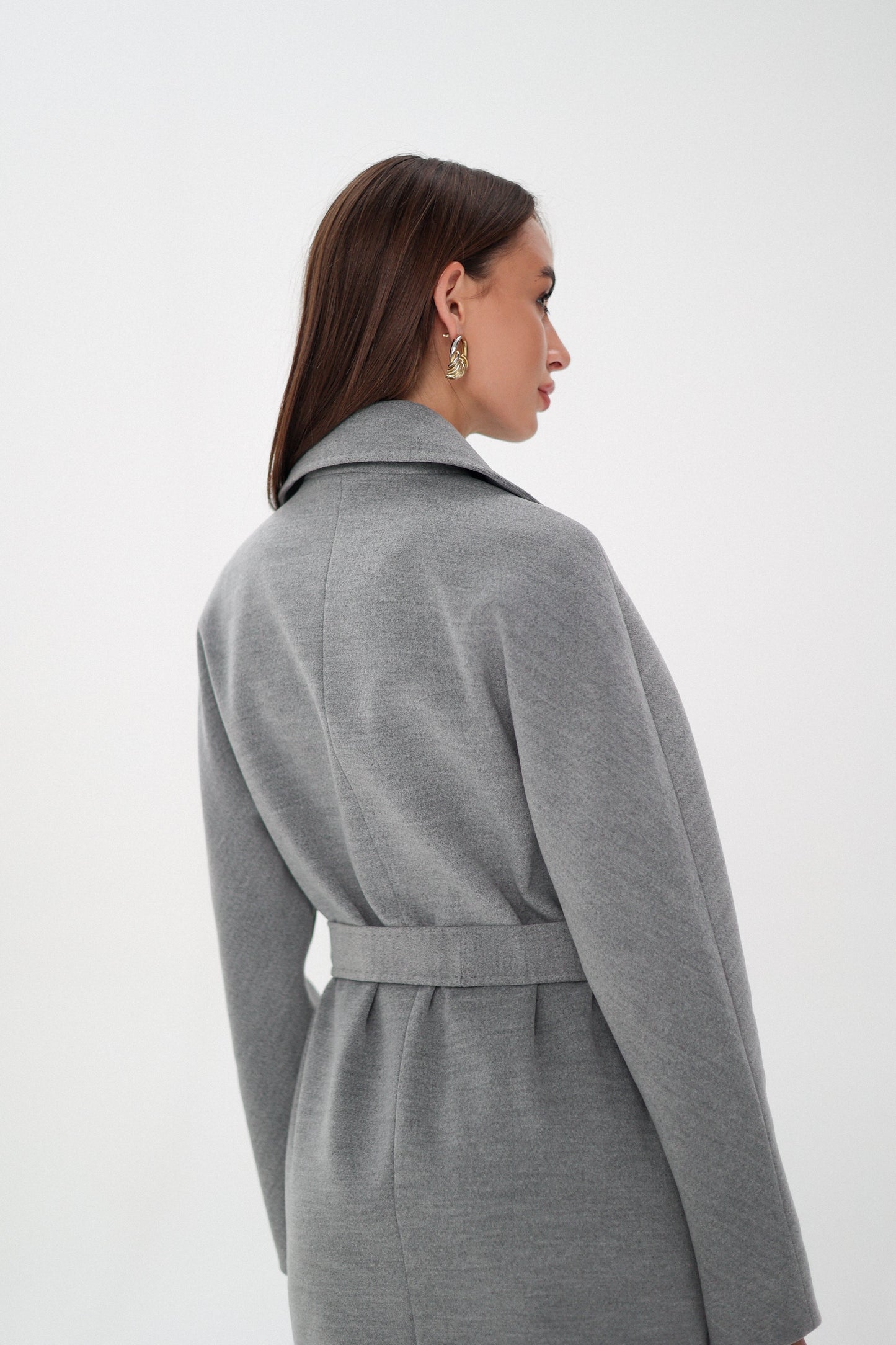 Cambridge Comfort Wraparound Wool Cashmere Coat in Dove
