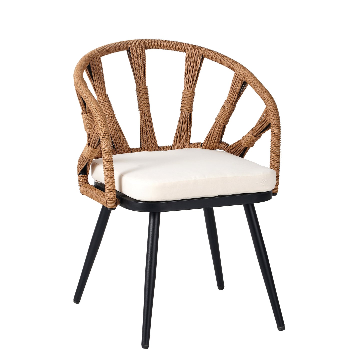 Outdoor Set Contemporary Pe Rattan Chairs and Plastic Wood Table