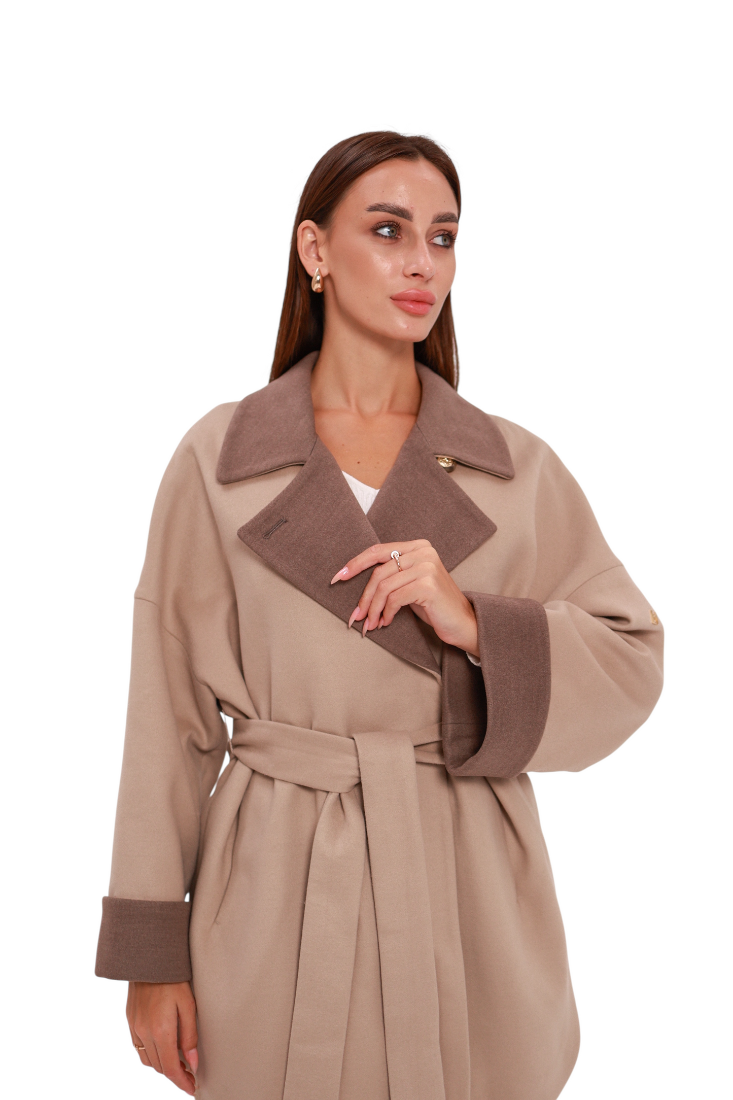Sandro Cashmere Blend Overcoat in Beige
